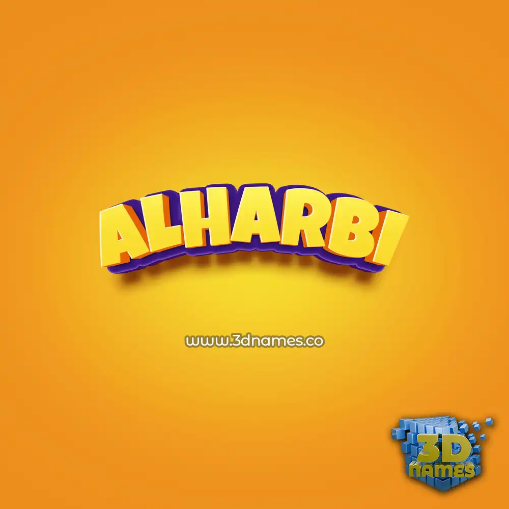 alharbi in Orange Toon style - 3D name wallpaper