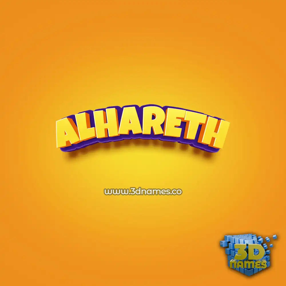 alhareth in Orange Toon style - 3D name wallpaper