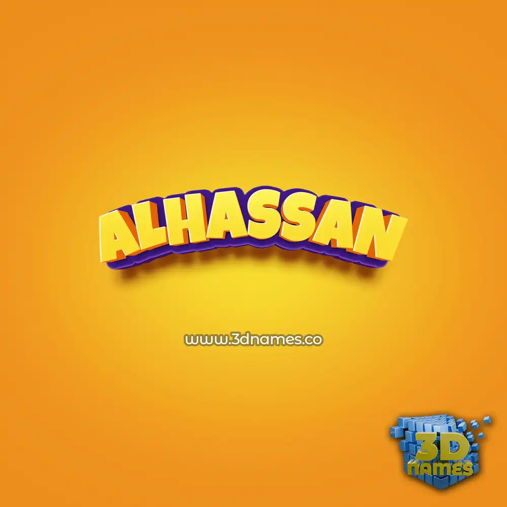alhassan in Orange Toon style - 3D name wallpaper