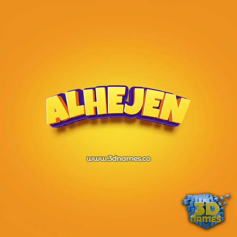 alhejen in Orange Toon style - 3D name wallpaper
