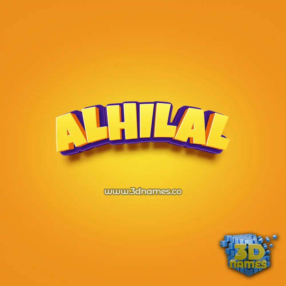 alhilal in Orange Toon style - 3D name wallpaper