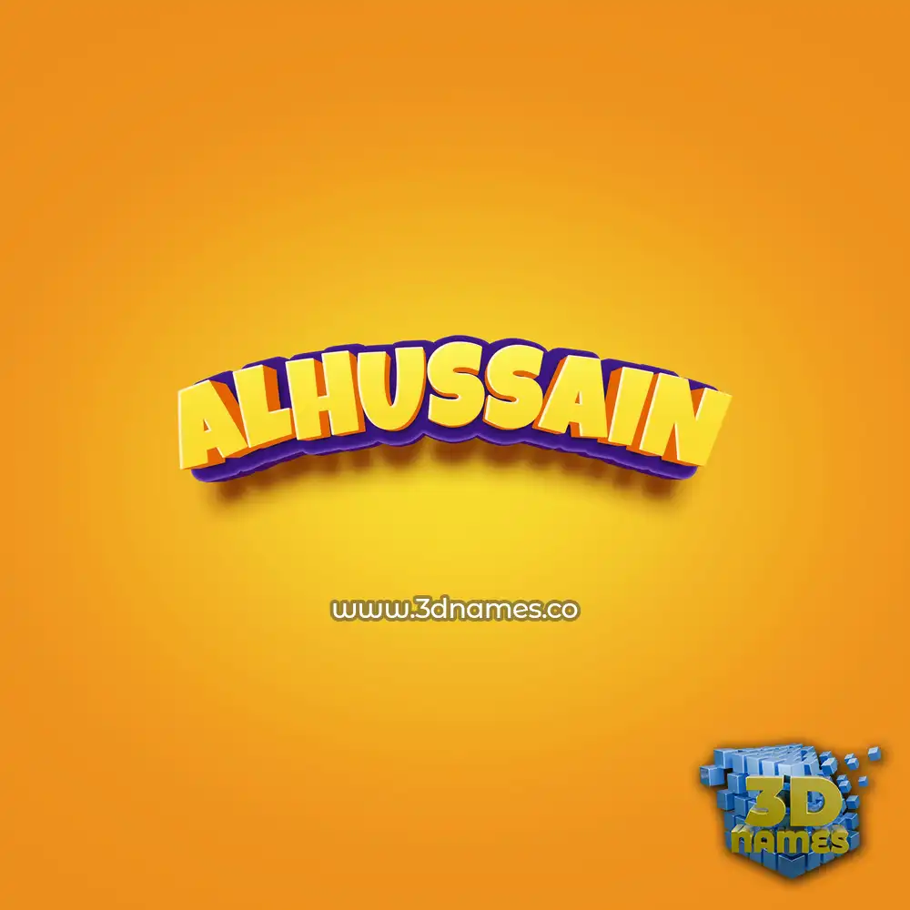 alhussain in Orange Toon style - 3D name wallpaper