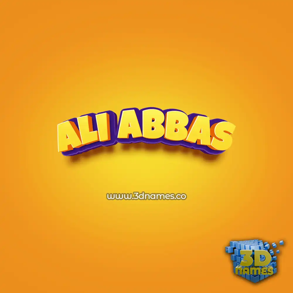 ali abbas in Orange Toon style - 3D name wallpaper