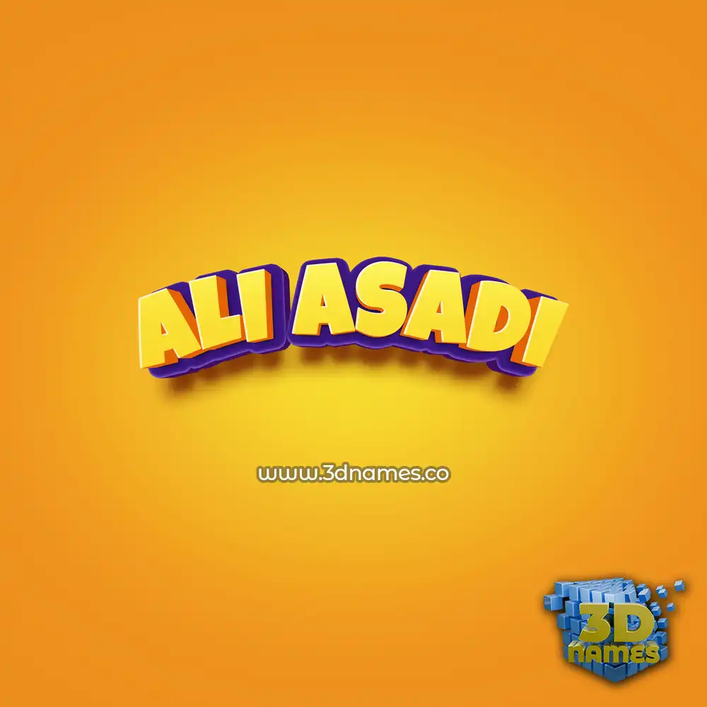 ali asadi in Orange Toon style - 3D name wallpaper
