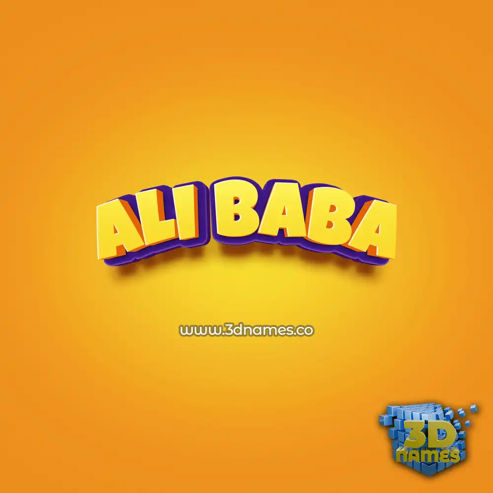 ali baba in Orange Toon style - 3D name wallpaper