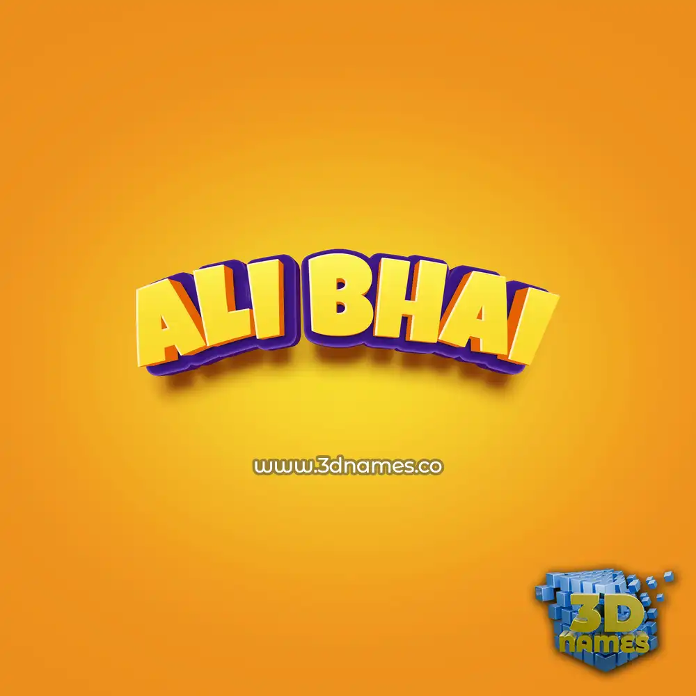 ali bhai in Orange Toon style - 3D name wallpaper