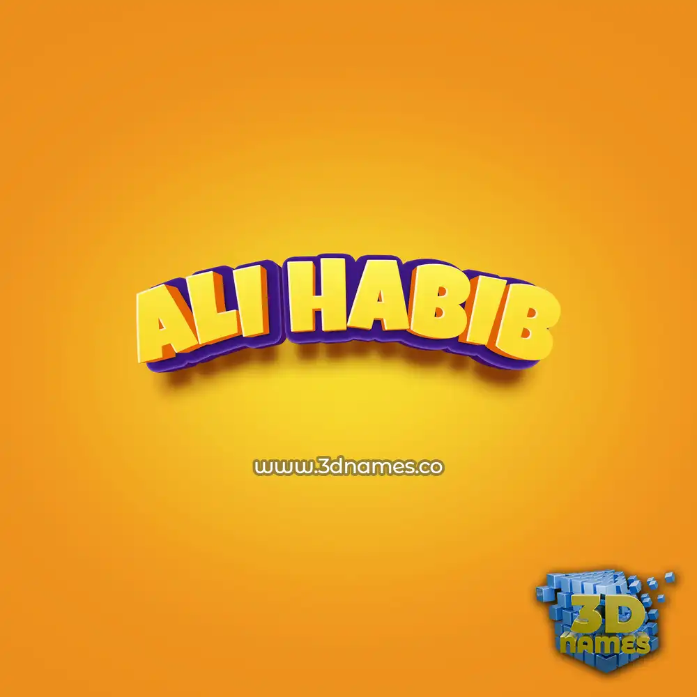 ali habib in Orange Toon style - 3D name wallpaper