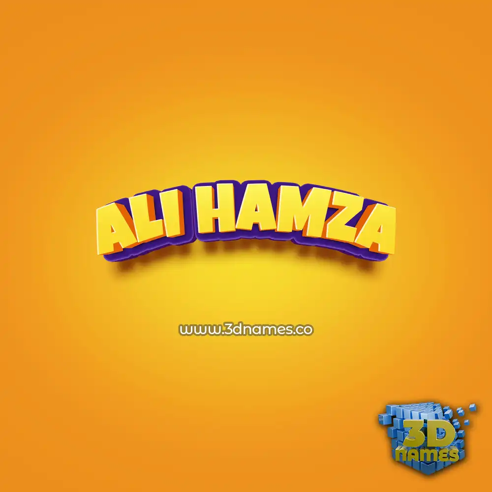 ali hamza in Orange Toon style - 3D name wallpaper