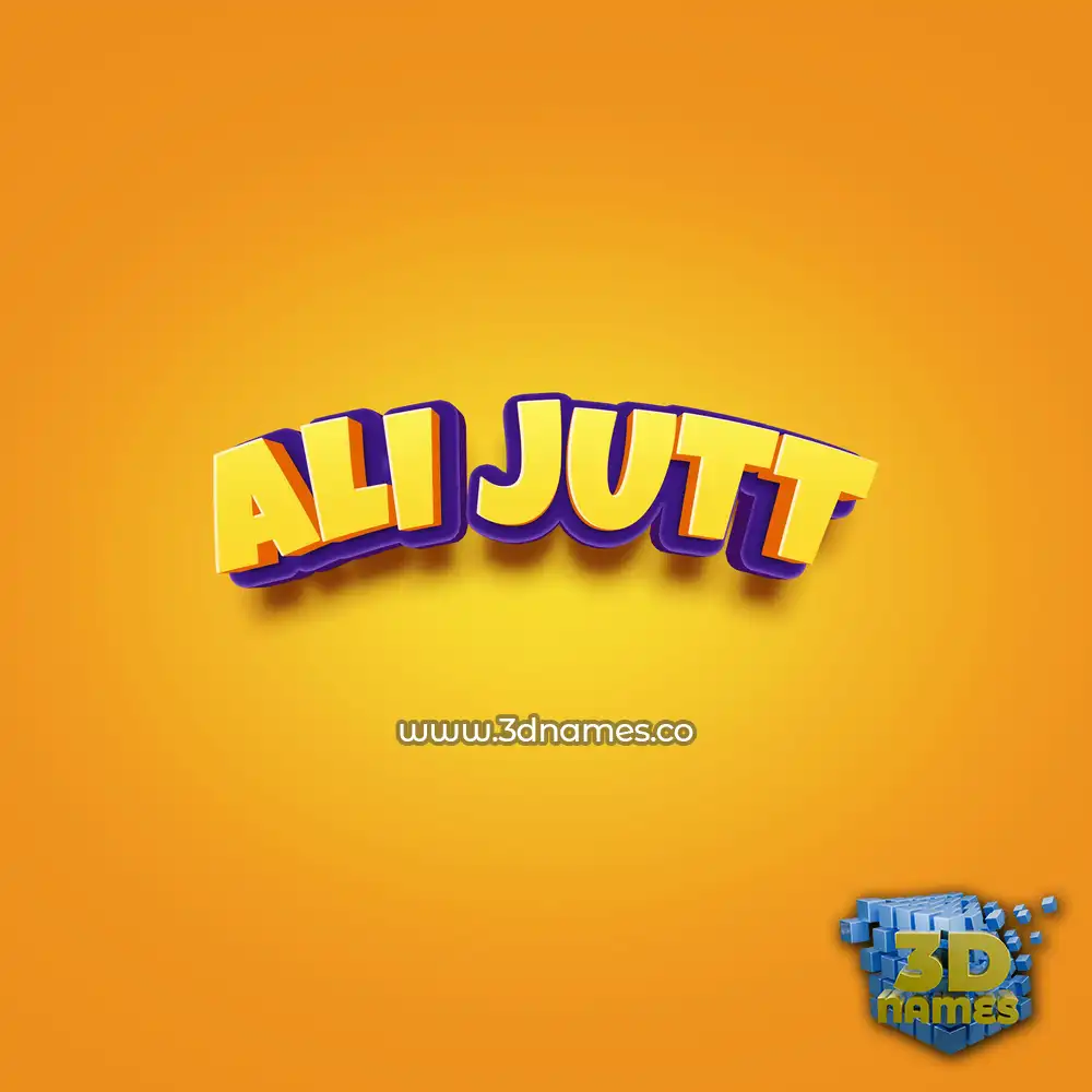 ali jutt in Orange Toon style - 3D name wallpaper