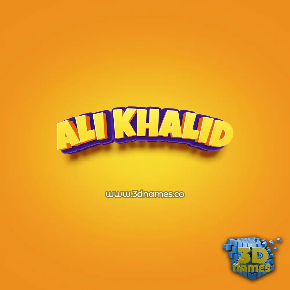 ali khalid in Orange Toon style - 3D name wallpaper