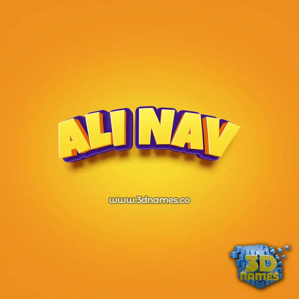 ali nav in Orange Toon style - 3D name wallpaper