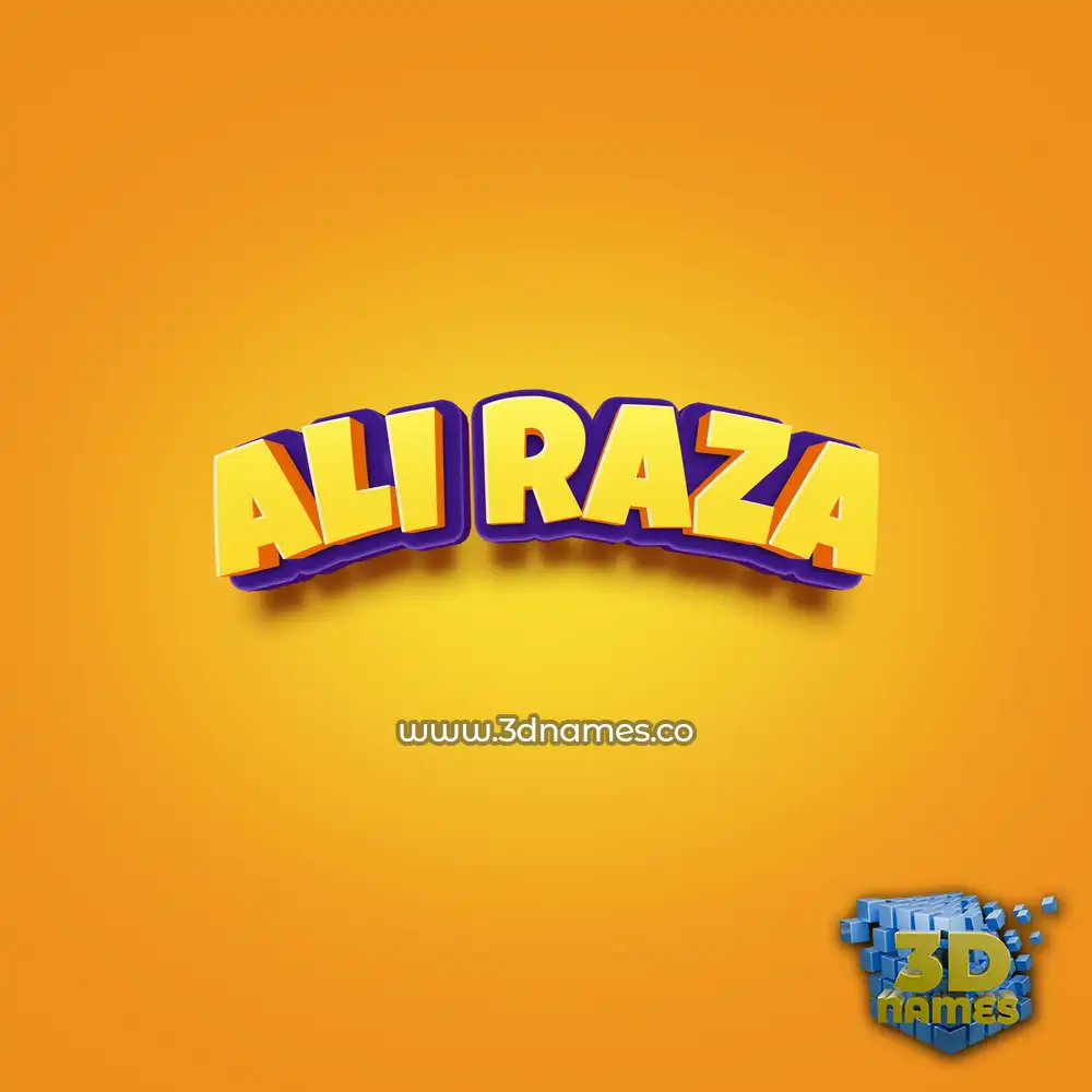 ali raza in Orange Toon style - 3D name wallpaper