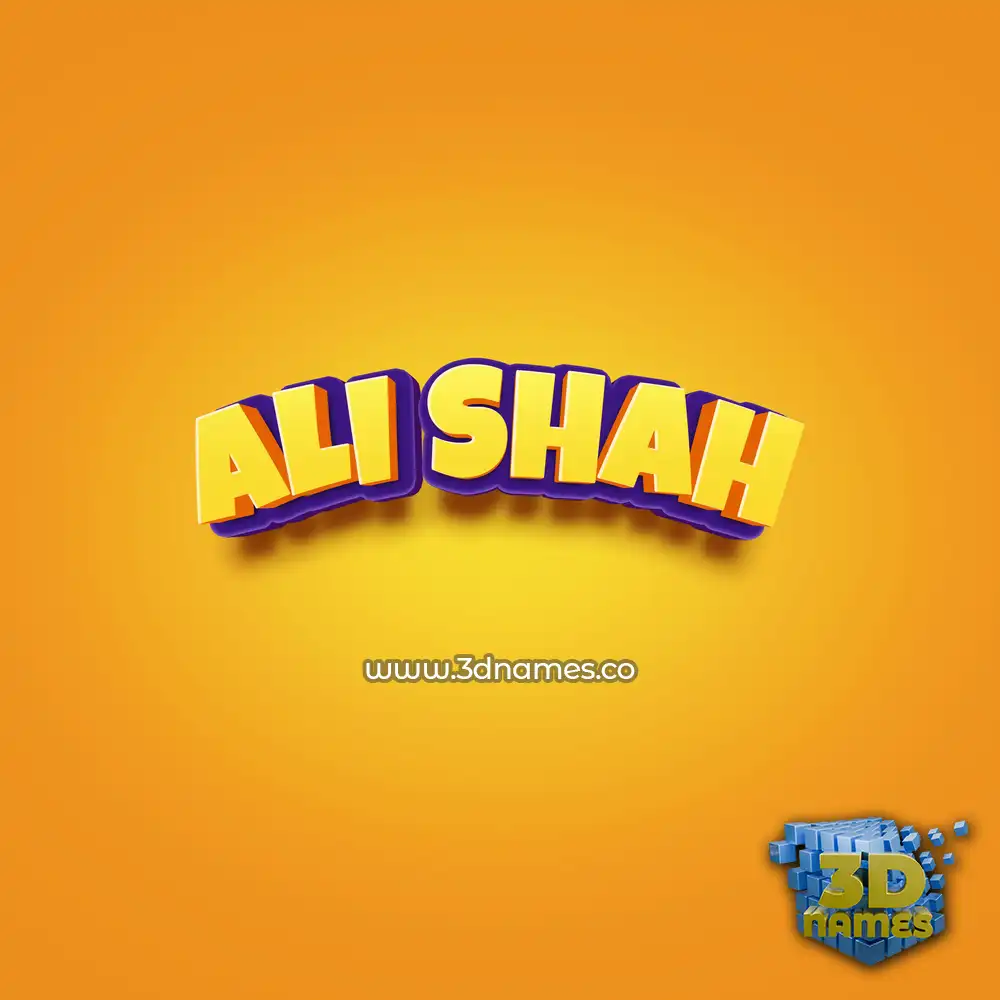 ali shah in Orange Toon style - 3D name wallpaper