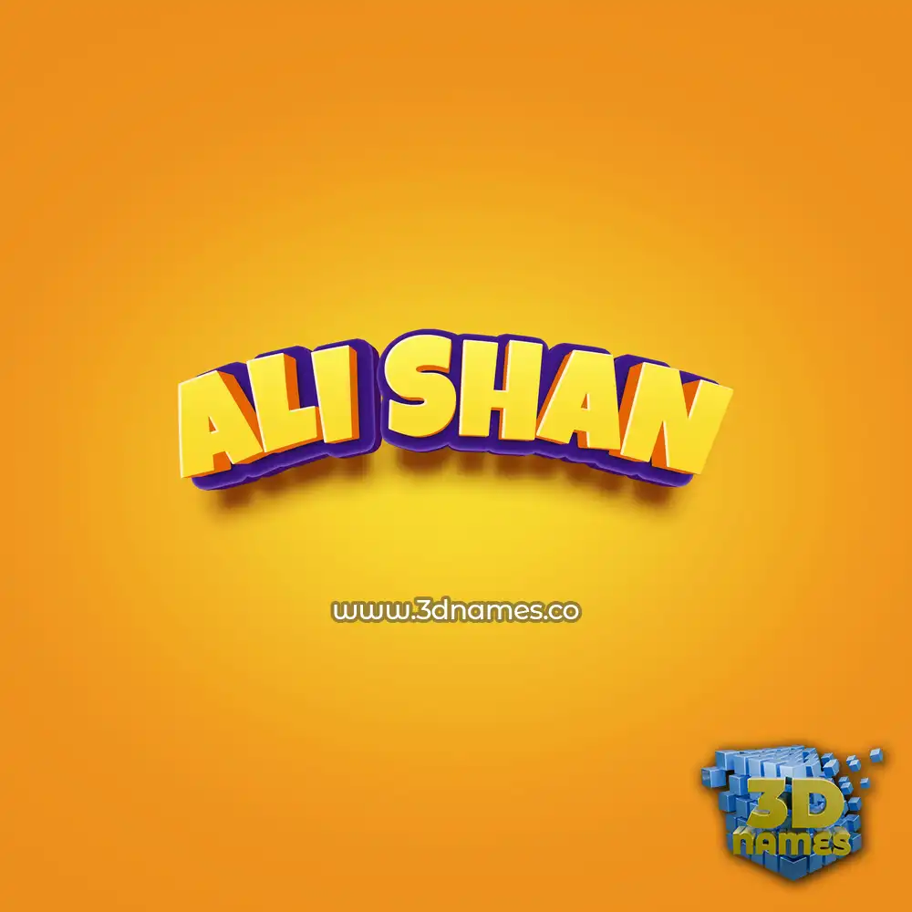 ali shan in Orange Toon style - 3D name wallpaper