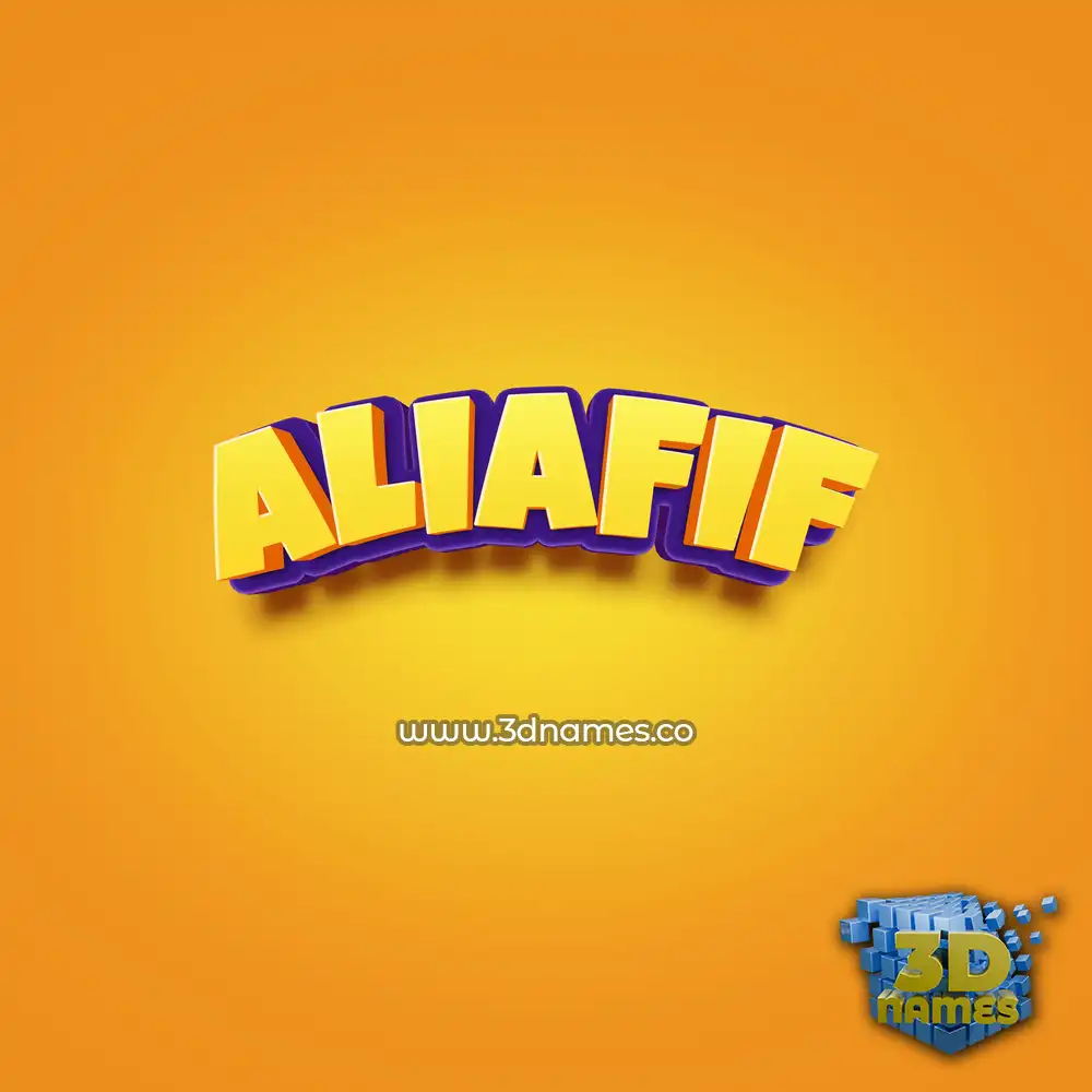 aliafif in Orange Toon style - 3D name wallpaper