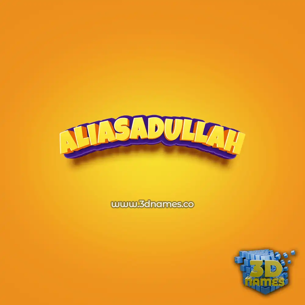 aliasadullah in Orange Toon style - 3D name wallpaper