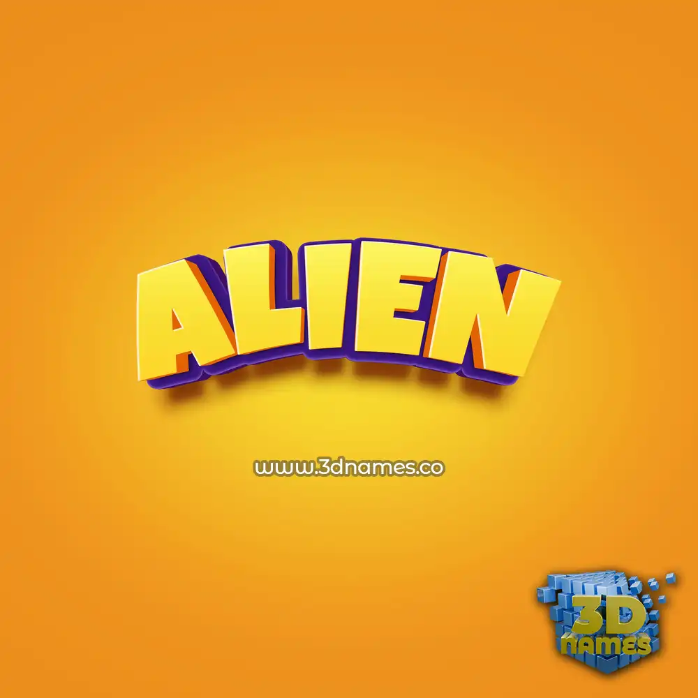 alien in Orange Toon style - 3D name wallpaper
