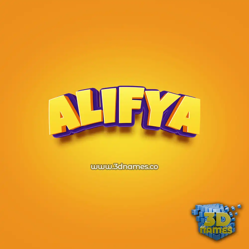 alifya in Orange Toon style - 3D name wallpaper
