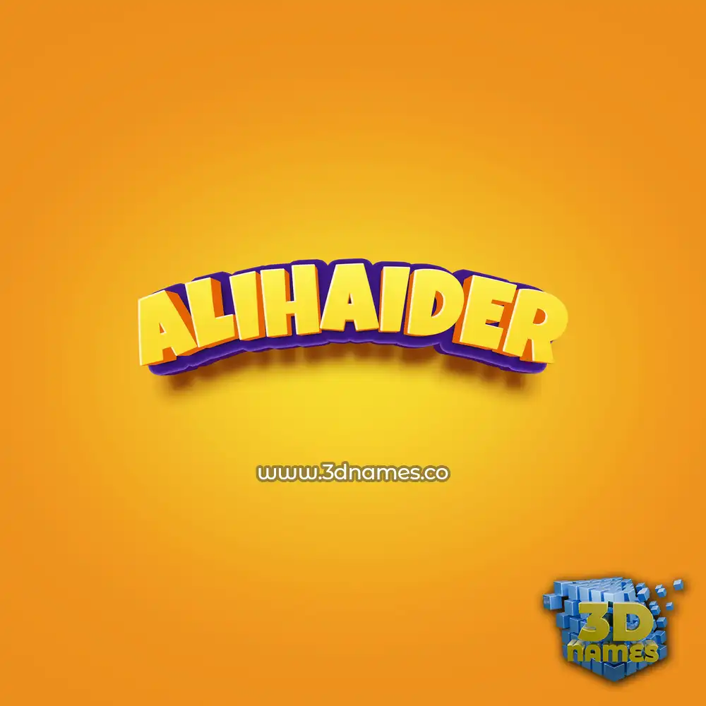 alihaider in Orange Toon style - 3D name wallpaper
