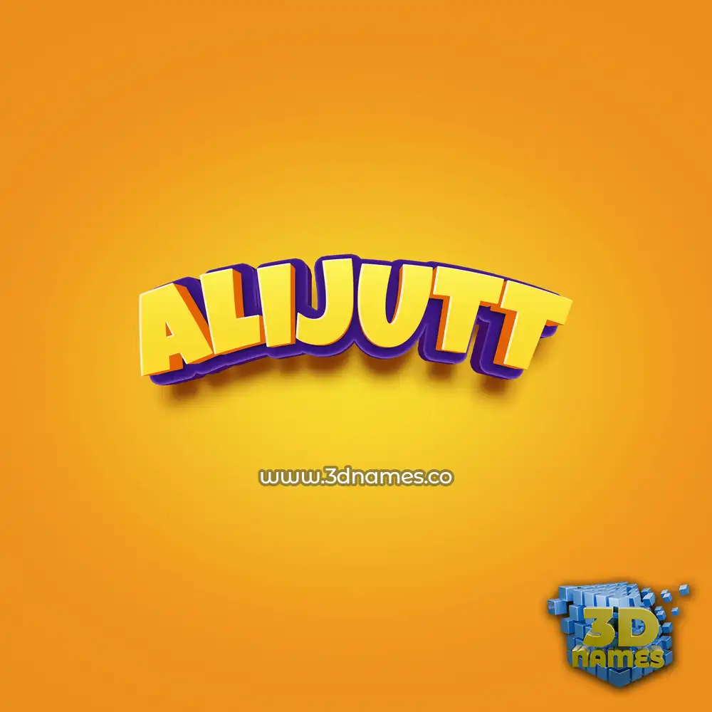 alijutt in Orange Toon style - 3D name wallpaper