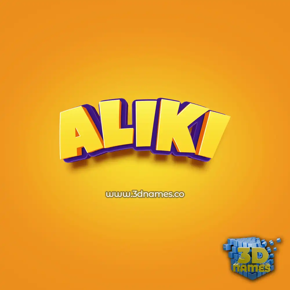 aliki in Orange Toon style - 3D name wallpaper