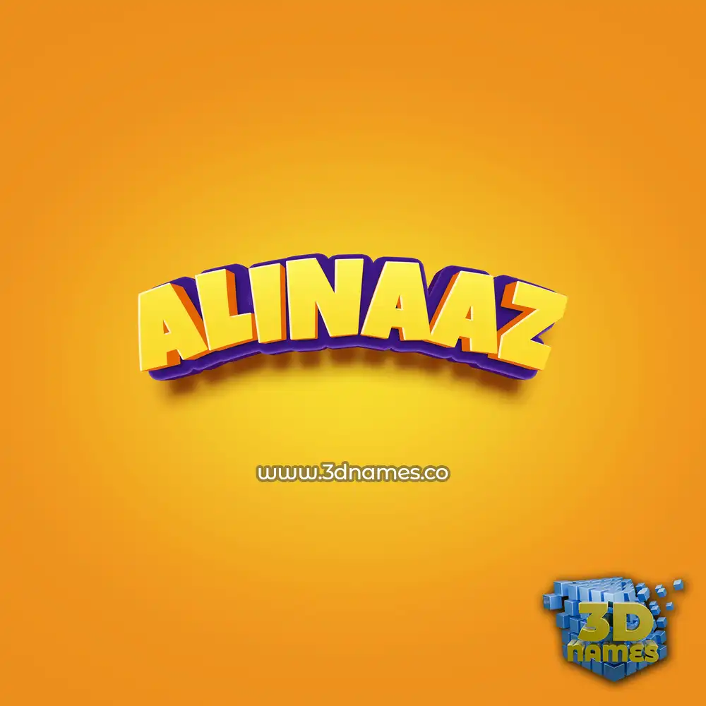 alinaaz in Orange Toon style - 3D name wallpaper