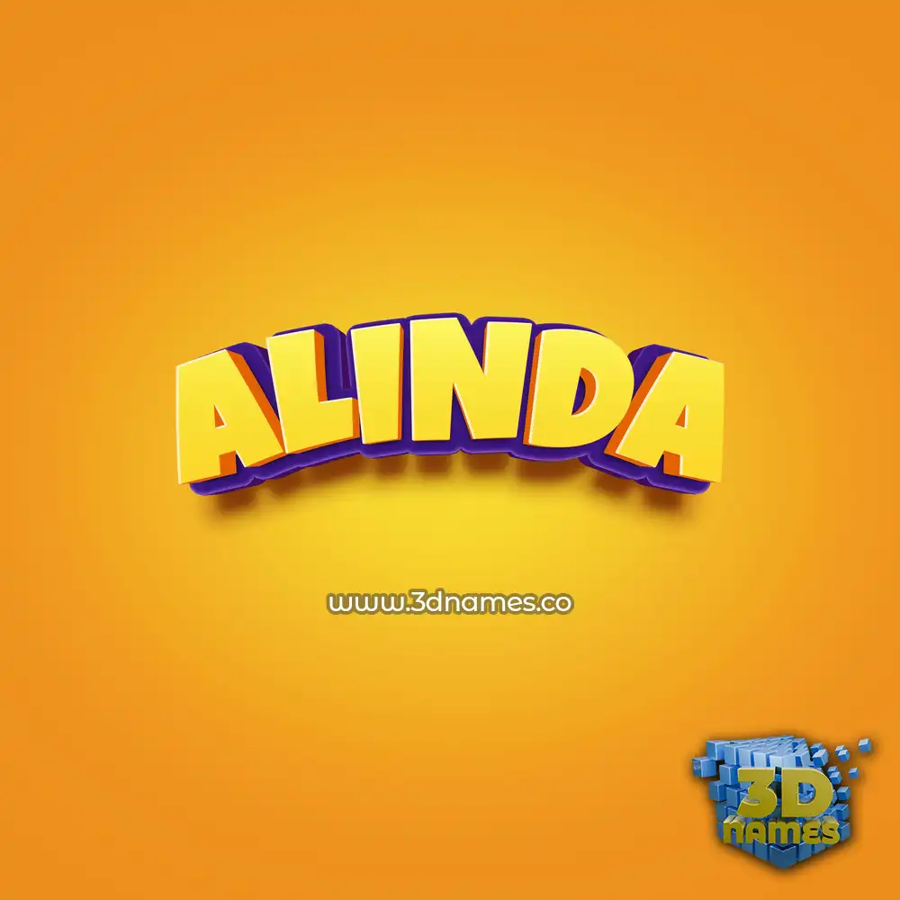 alinda in Orange Toon style - 3D name wallpaper