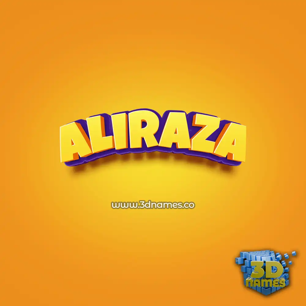 aliraza in Orange Toon style - 3D name wallpaper