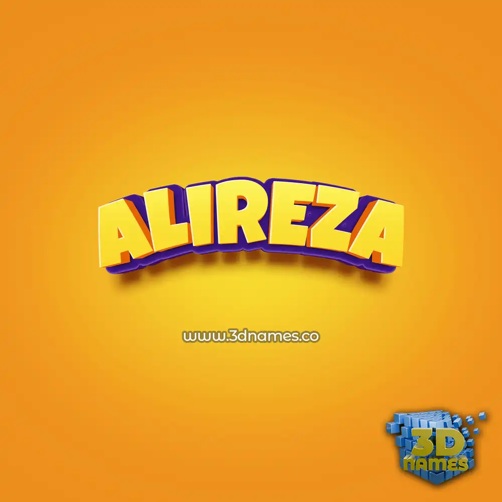 alireza in Orange Toon style - 3D name wallpaper