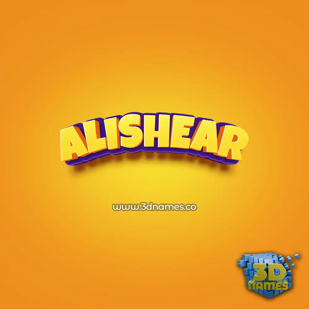 alishear in Orange Toon style - 3D name wallpaper