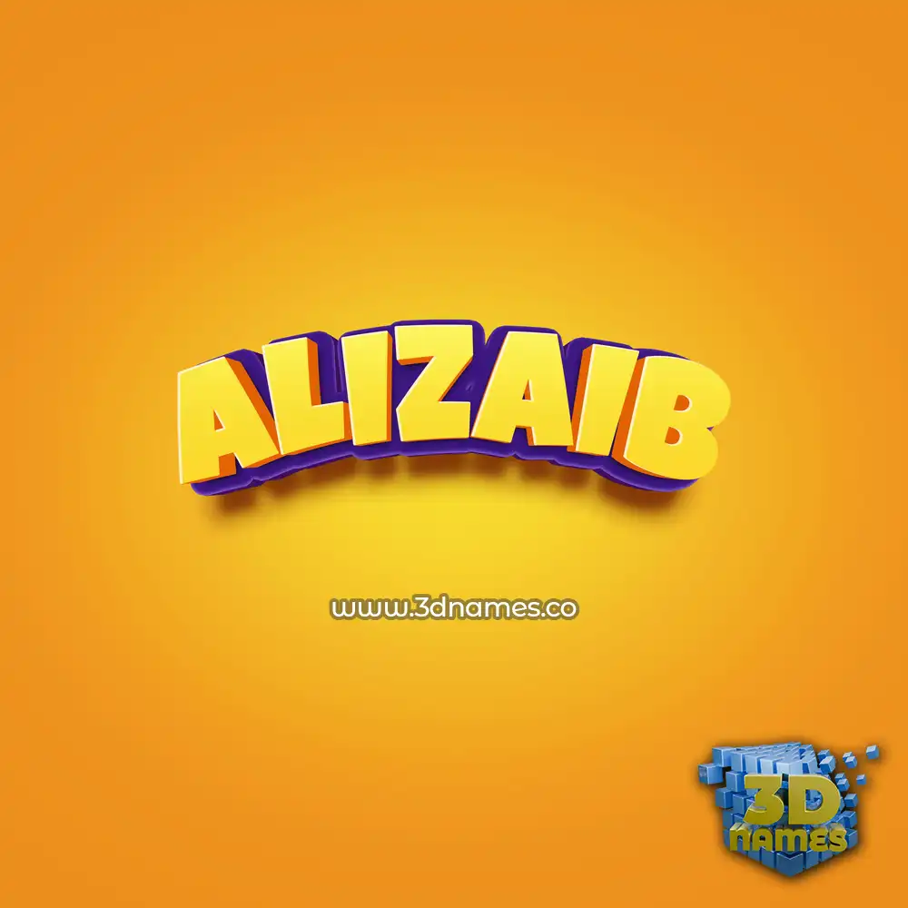 alizaib in Orange Toon style - 3D name wallpaper
