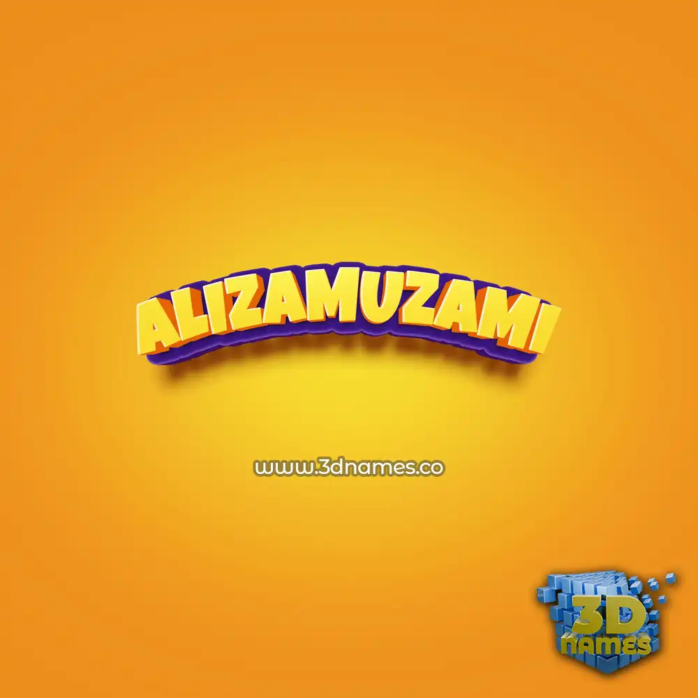 alizamuzami in Orange Toon style - 3D name wallpaper