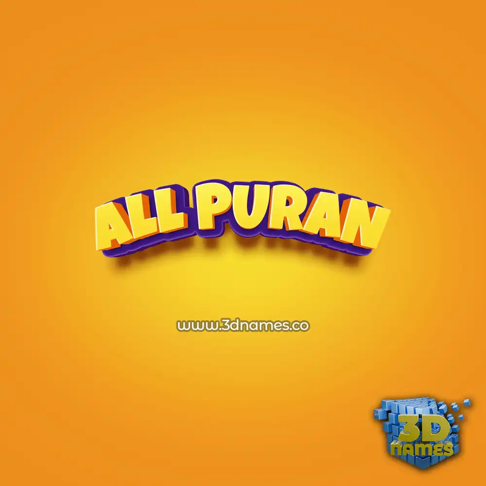 all puran in Orange Toon style - 3D name wallpaper