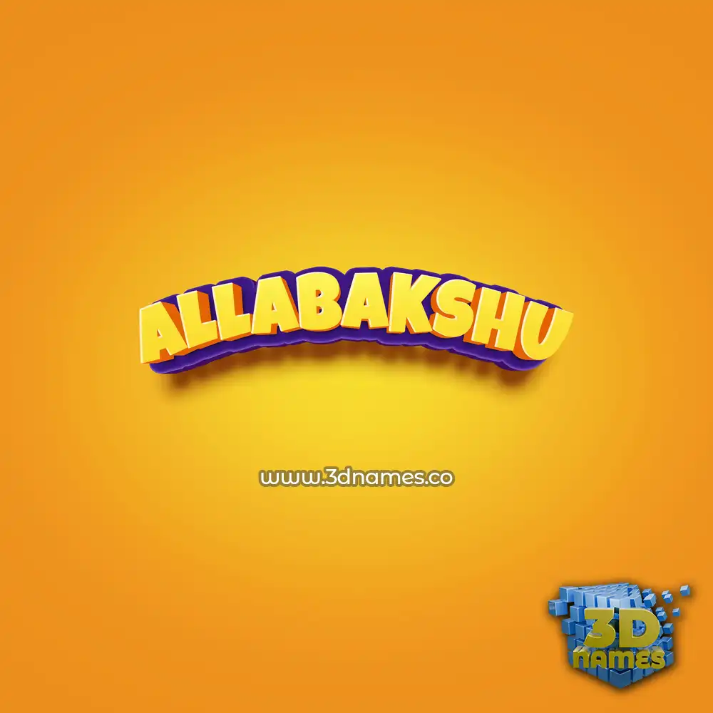 allabakshu in Orange Toon style - 3D name wallpaper