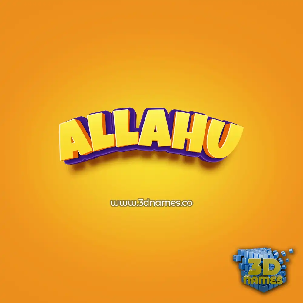 allahu in Orange Toon style - 3D name wallpaper