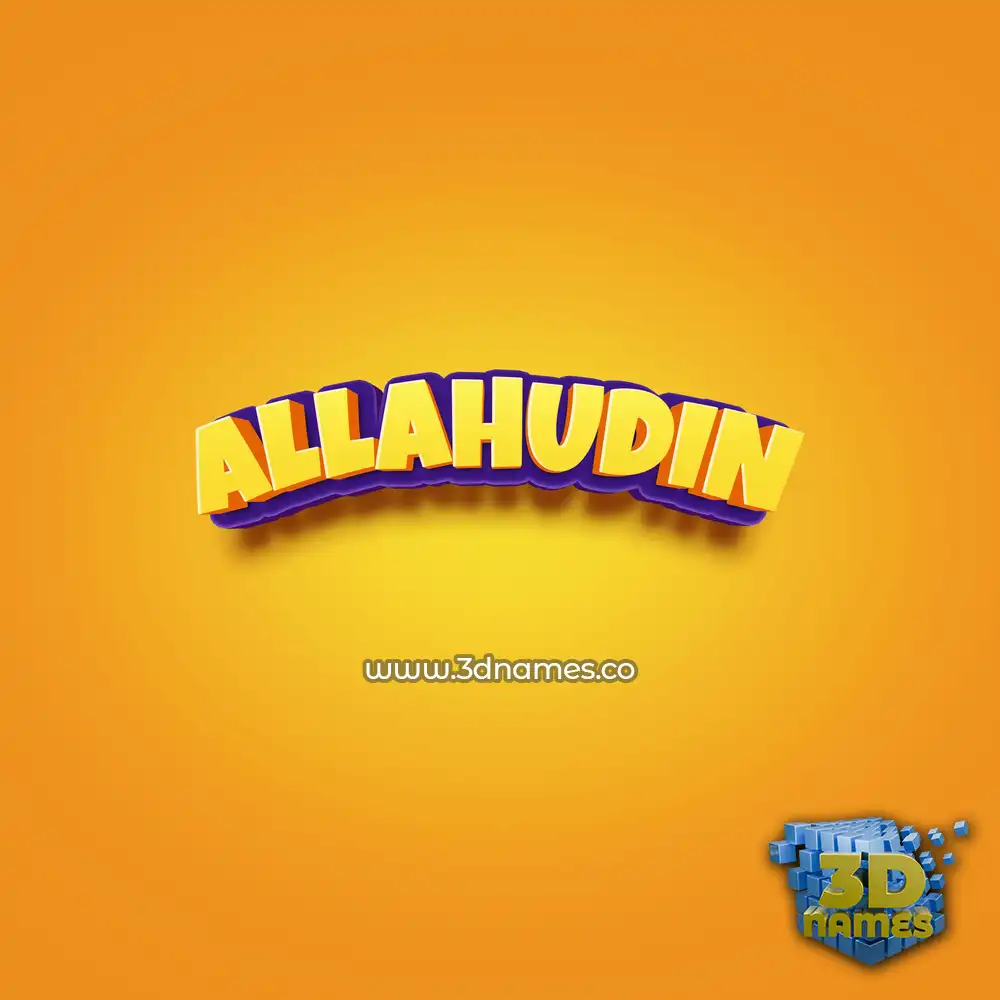 allahudin in Orange Toon style - 3D name wallpaper