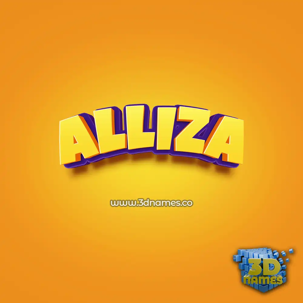 alliza in Orange Toon style - 3D name wallpaper