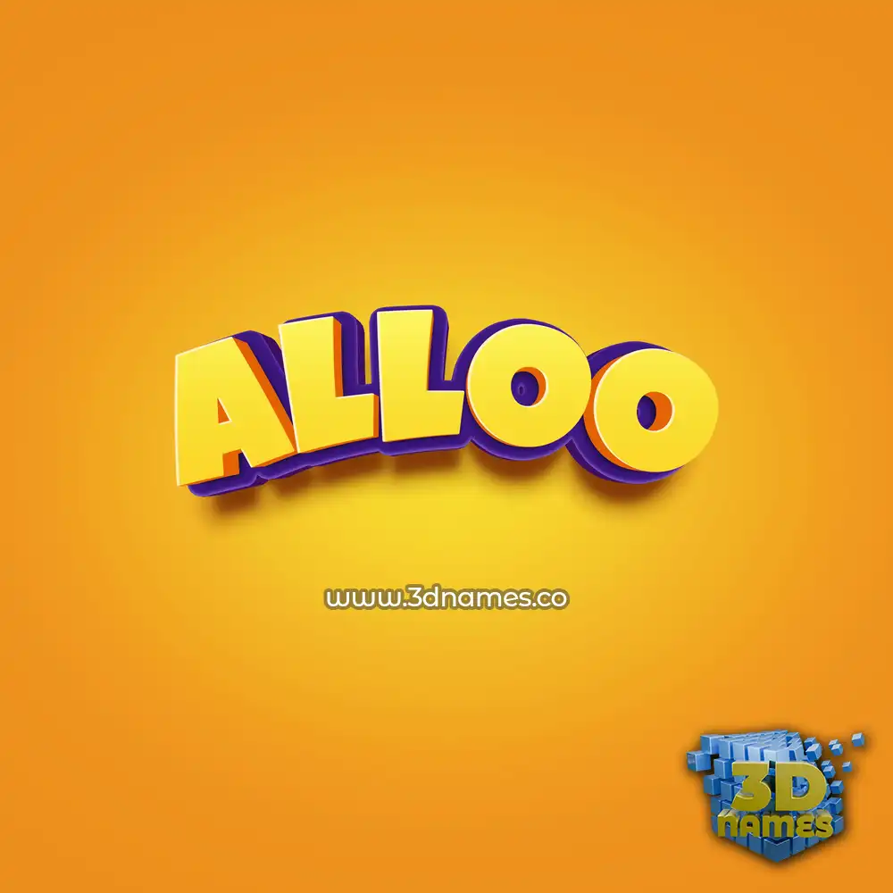 alloo in Orange Toon style - 3D name wallpaper