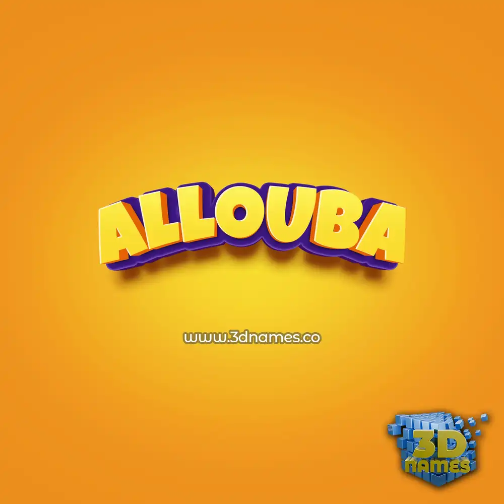 allouba in Orange Toon style - 3D name wallpaper