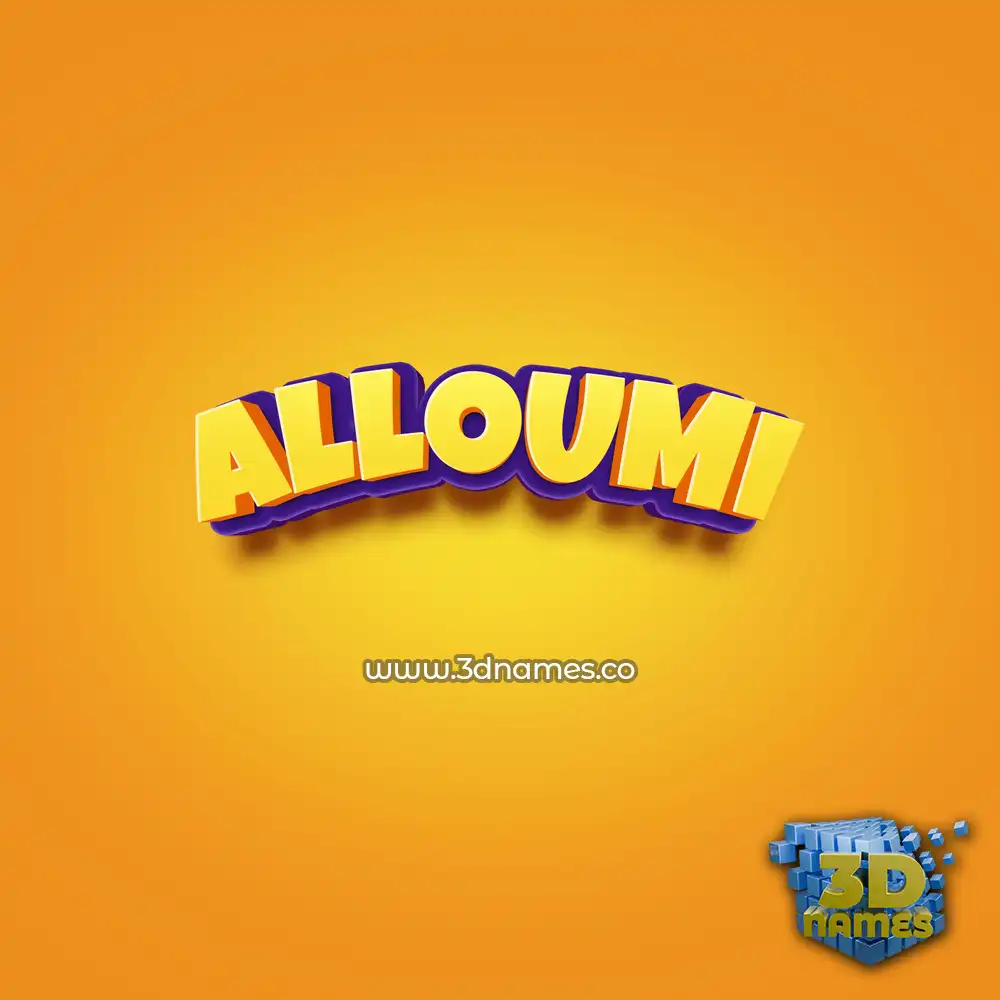 alloumi in Orange Toon style - 3D name wallpaper