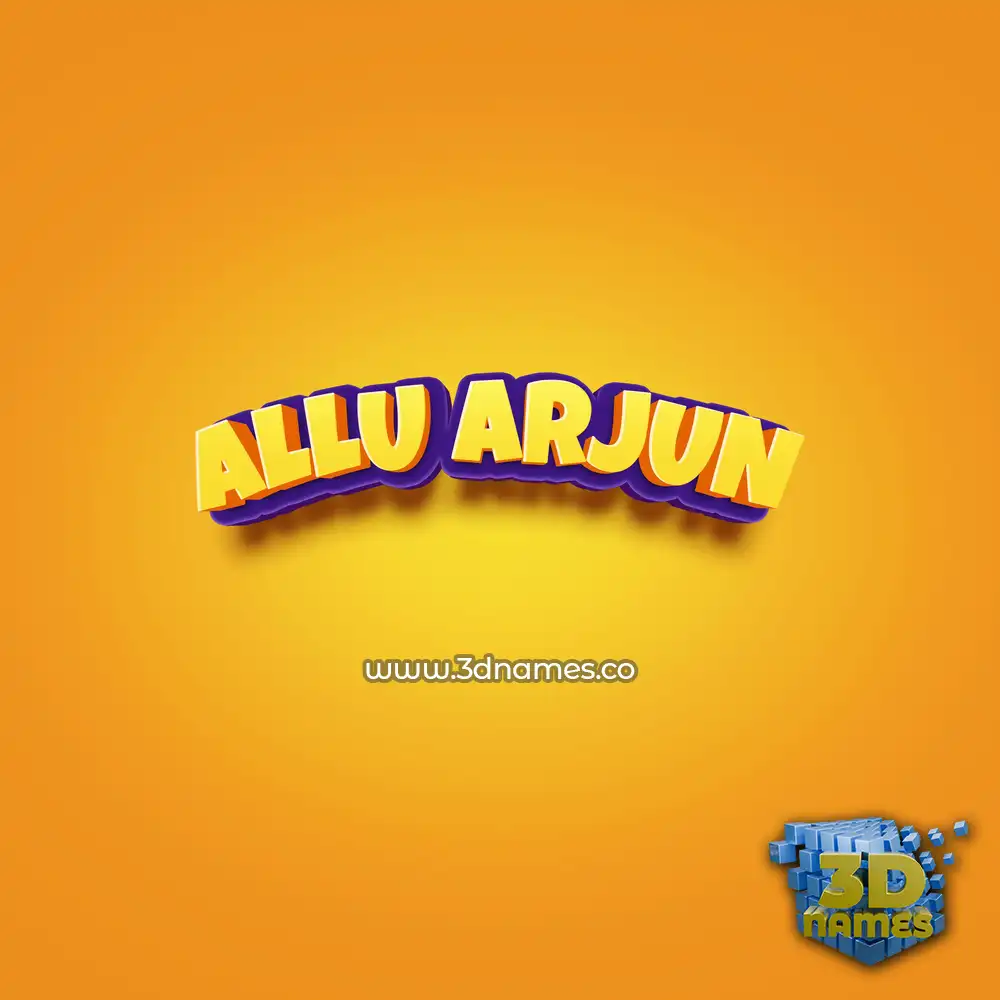 allu arjun in Orange Toon style - 3D name wallpaper