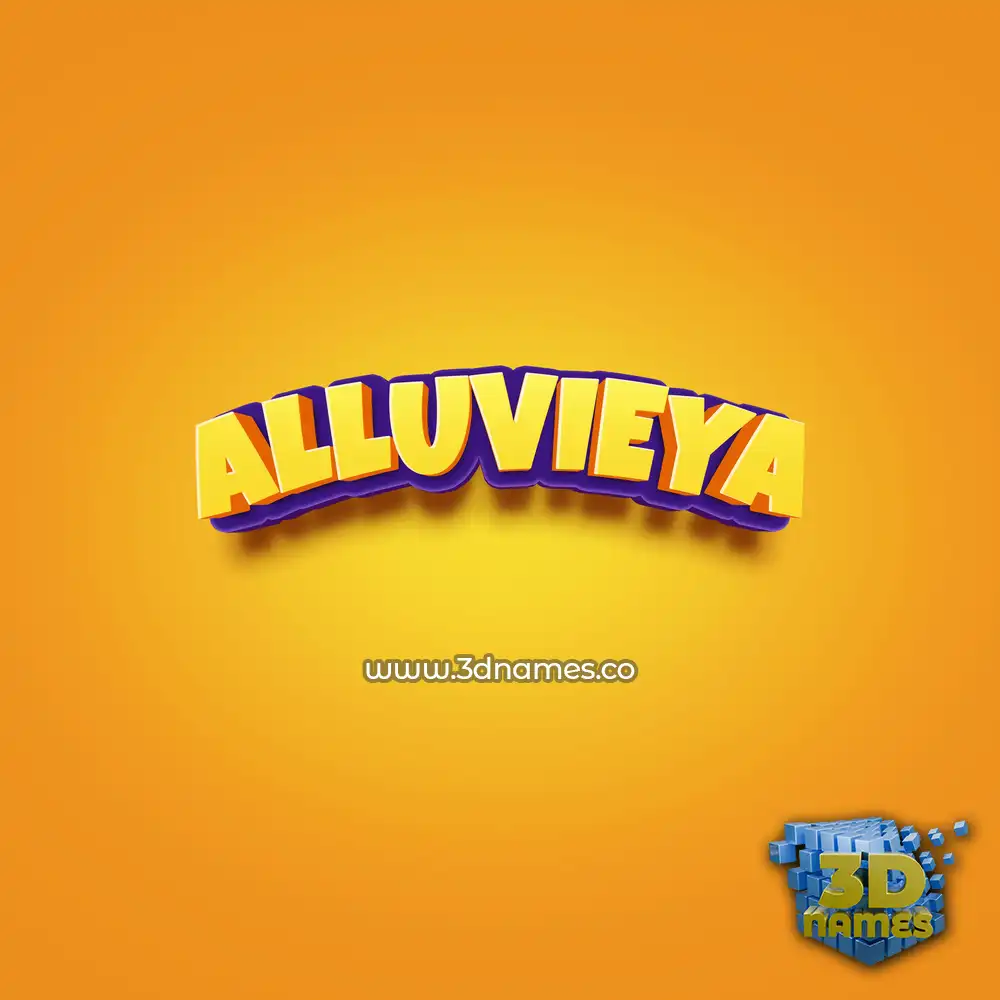 alluvieya in Orange Toon style - 3D name wallpaper