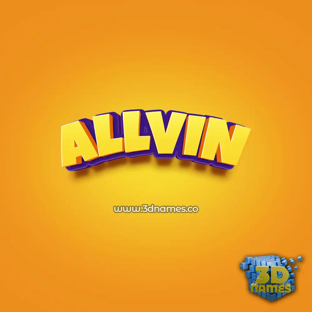 allvin in Orange Toon style - 3D name wallpaper