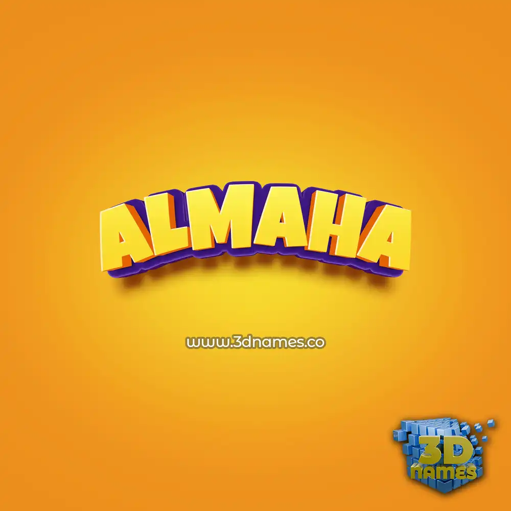 almaha in Orange Toon style - 3D name wallpaper
