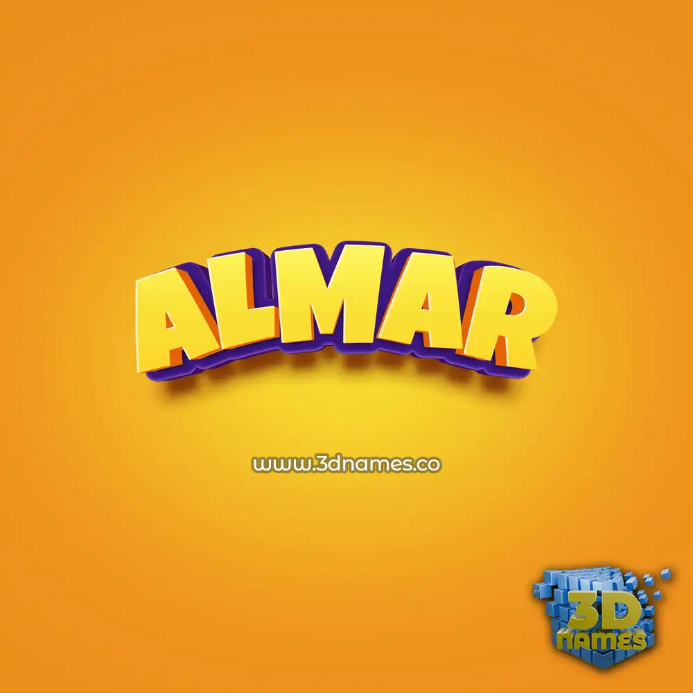 almar in Orange Toon style - 3D name wallpaper