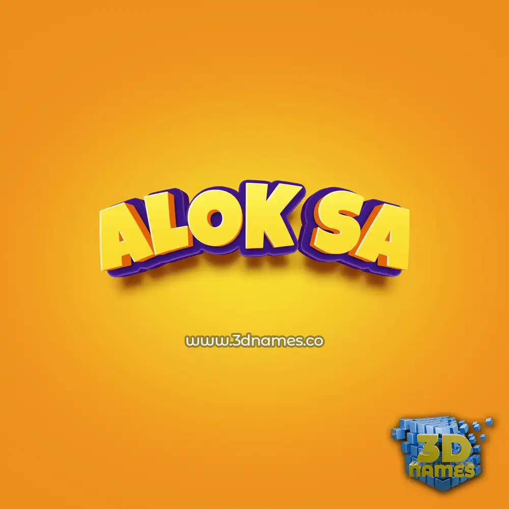 alok sa in Orange Toon style - 3D name wallpaper