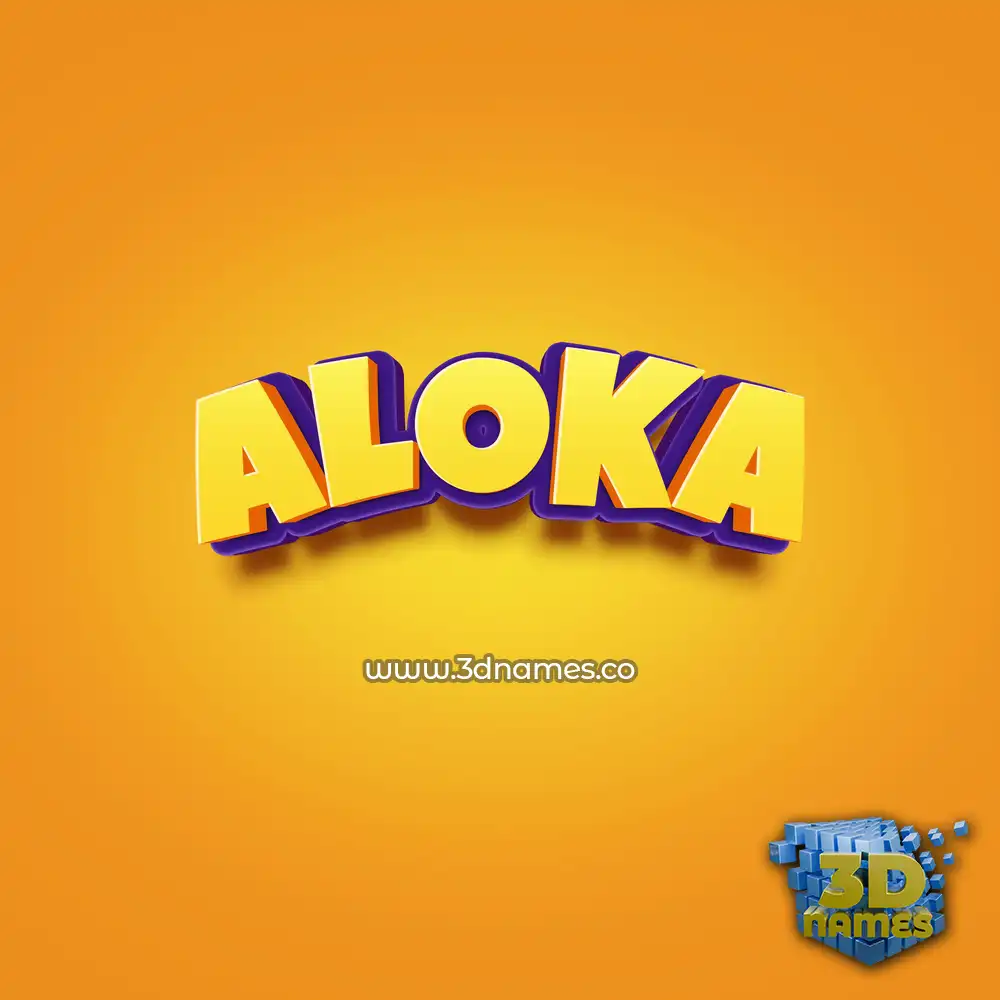 aloka in Orange Toon style - 3D name wallpaper