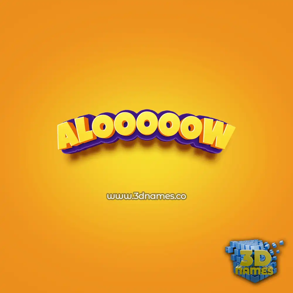 alooooow in Orange Toon style - 3D name wallpaper