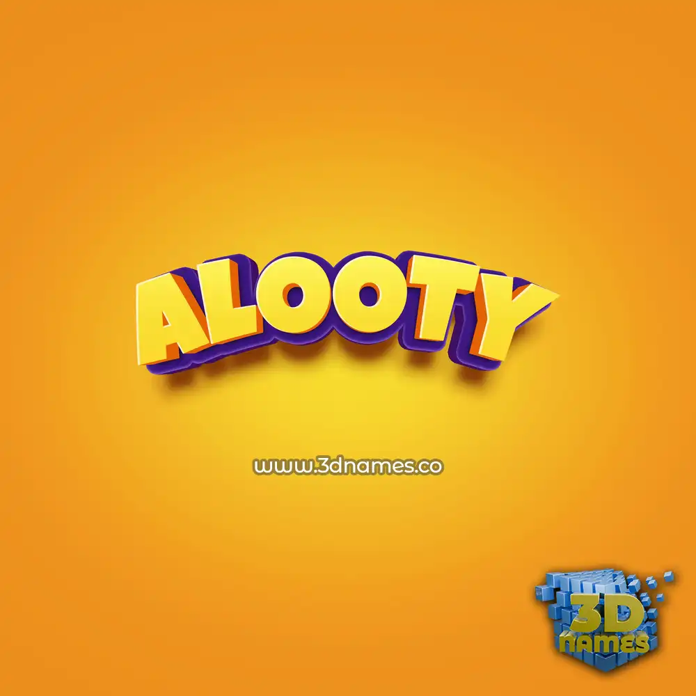 alooty in Orange Toon style - 3D name wallpaper