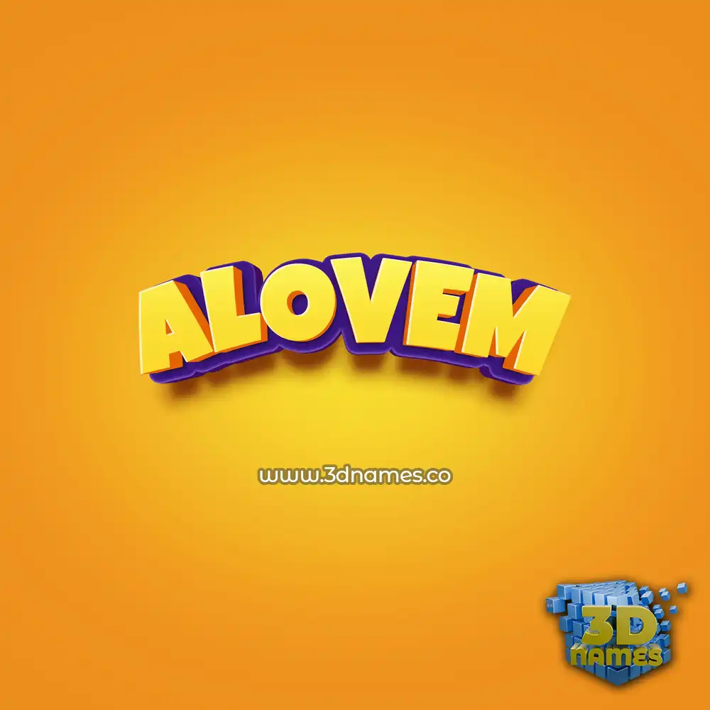 alovem in Orange Toon style - 3D name wallpaper